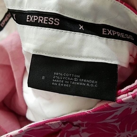 Express Women's Pink Floral Capri Pants Size 8 Cropped Casual Summer Bottoms - Picture 3 of 3